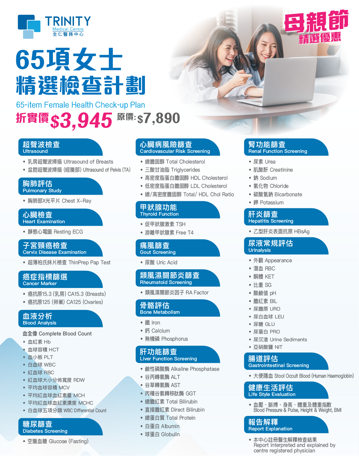 【Mother’s Day Special Offers】65-Item Check-up Plan
