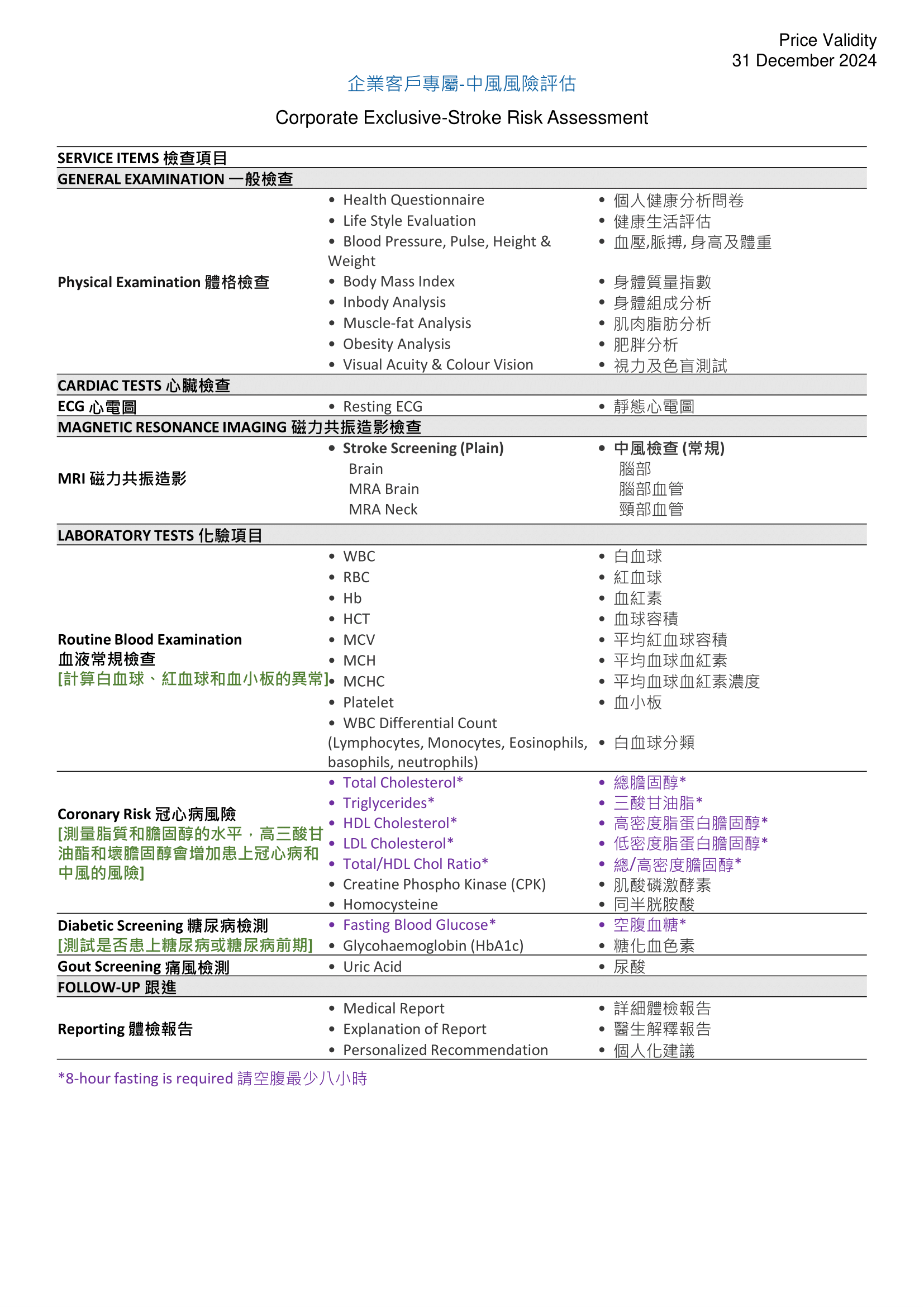 Corporate Exclusive-Stroke Risk Assessment