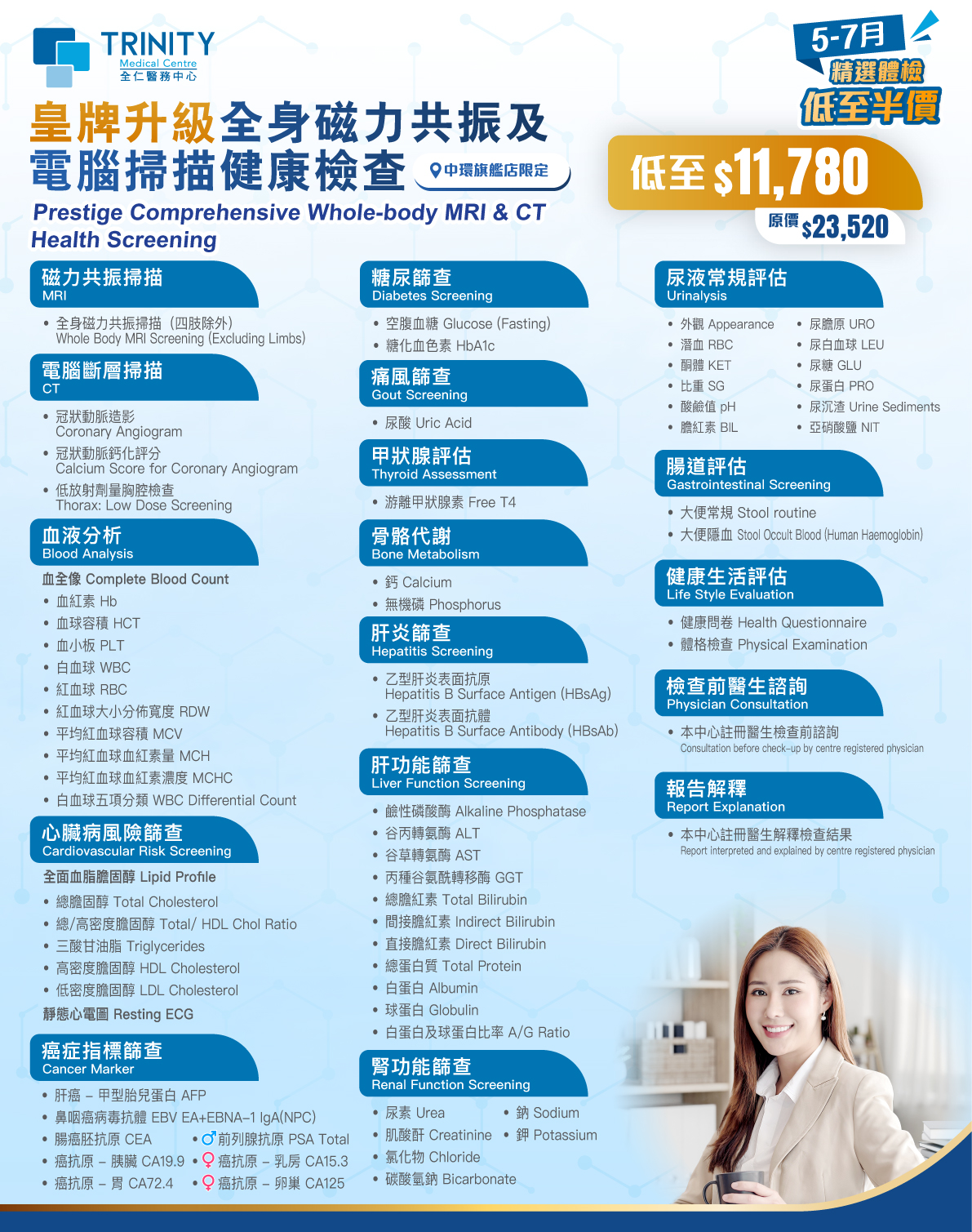 【5-7月優惠】皇牌升級全身磁力共振及電腦掃描健康檢查