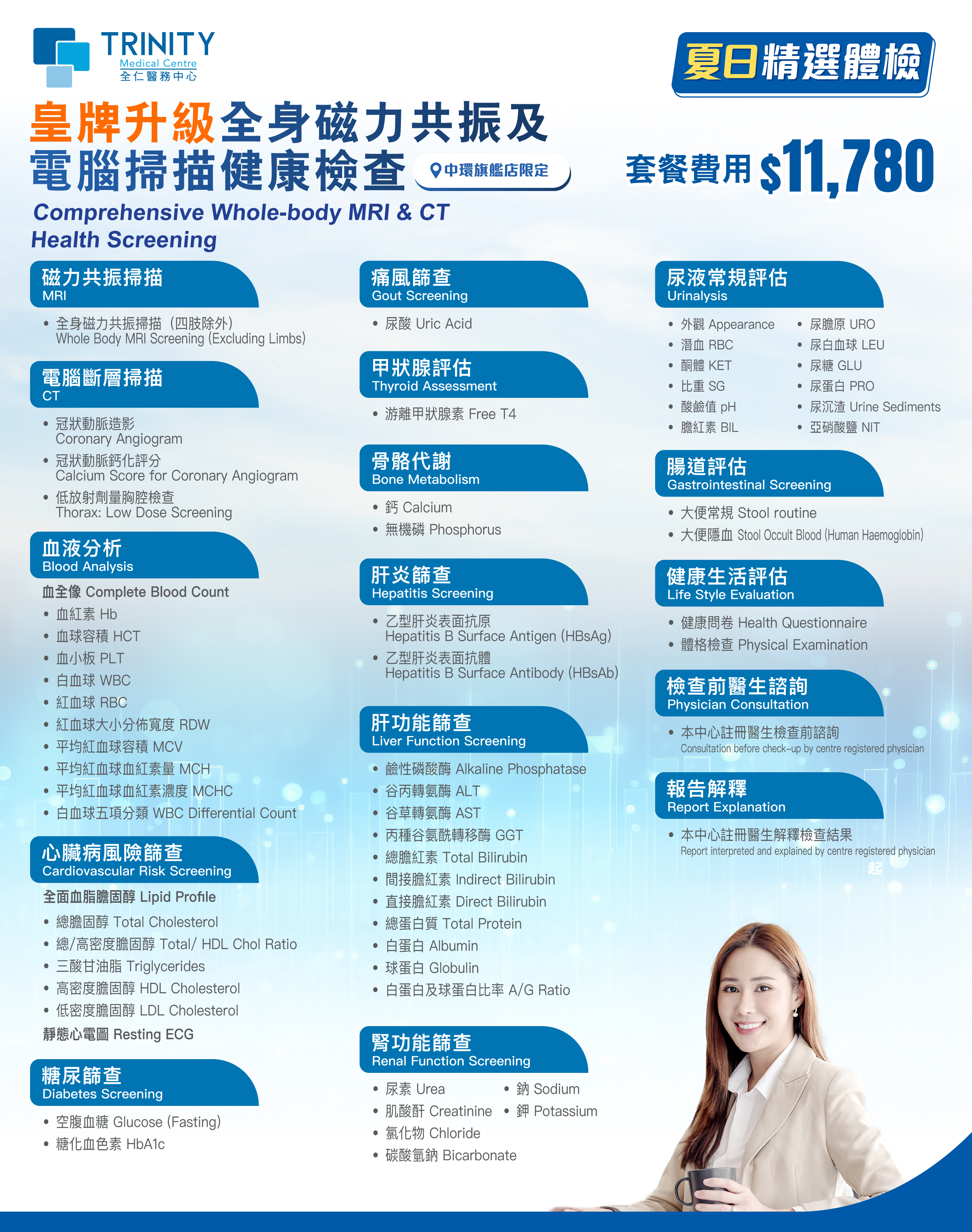 【夏日精選】皇牌升級全身磁力共振及電腦掃描健康檢查