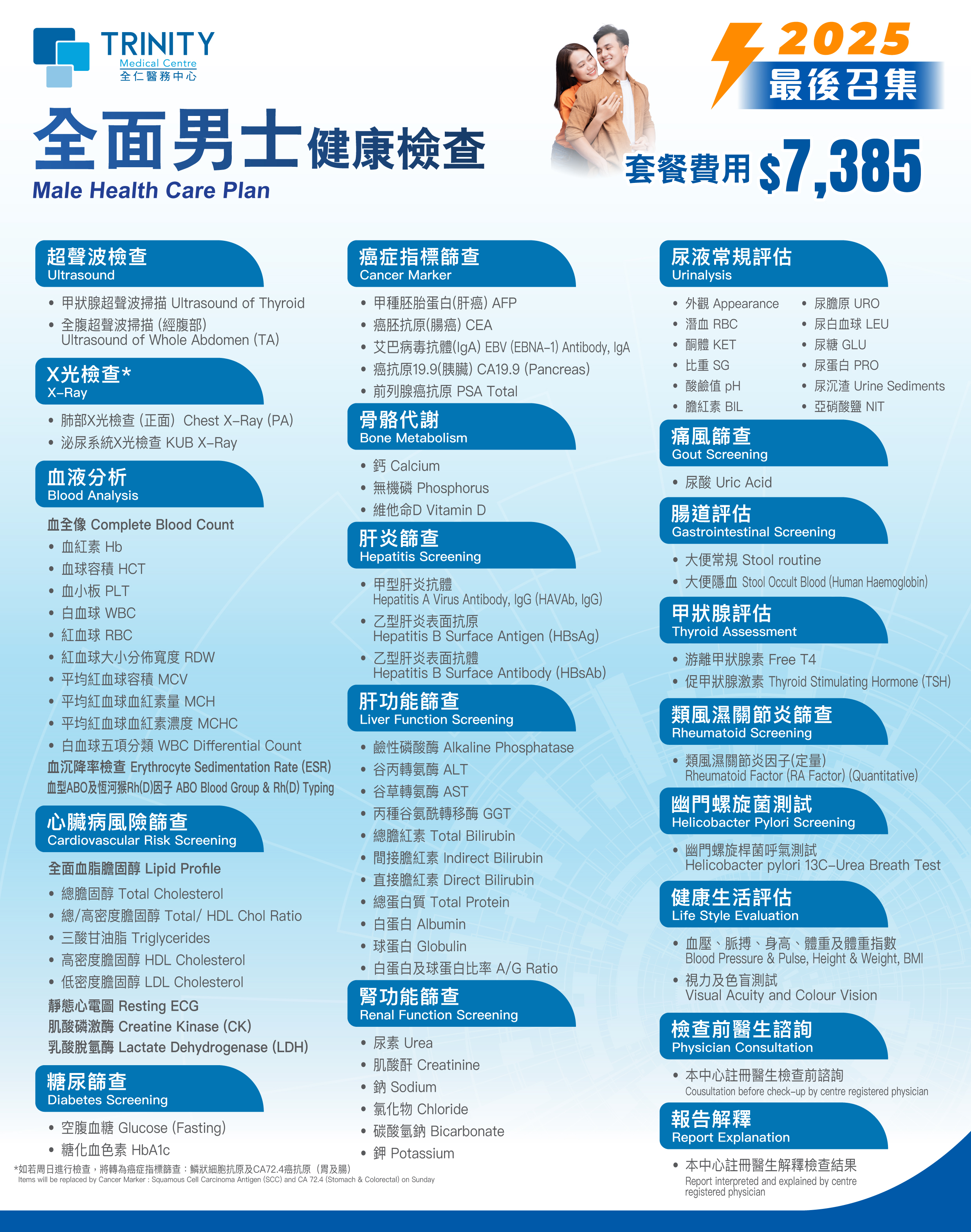 【年度精選】全面健康檢查 (男士/女士)