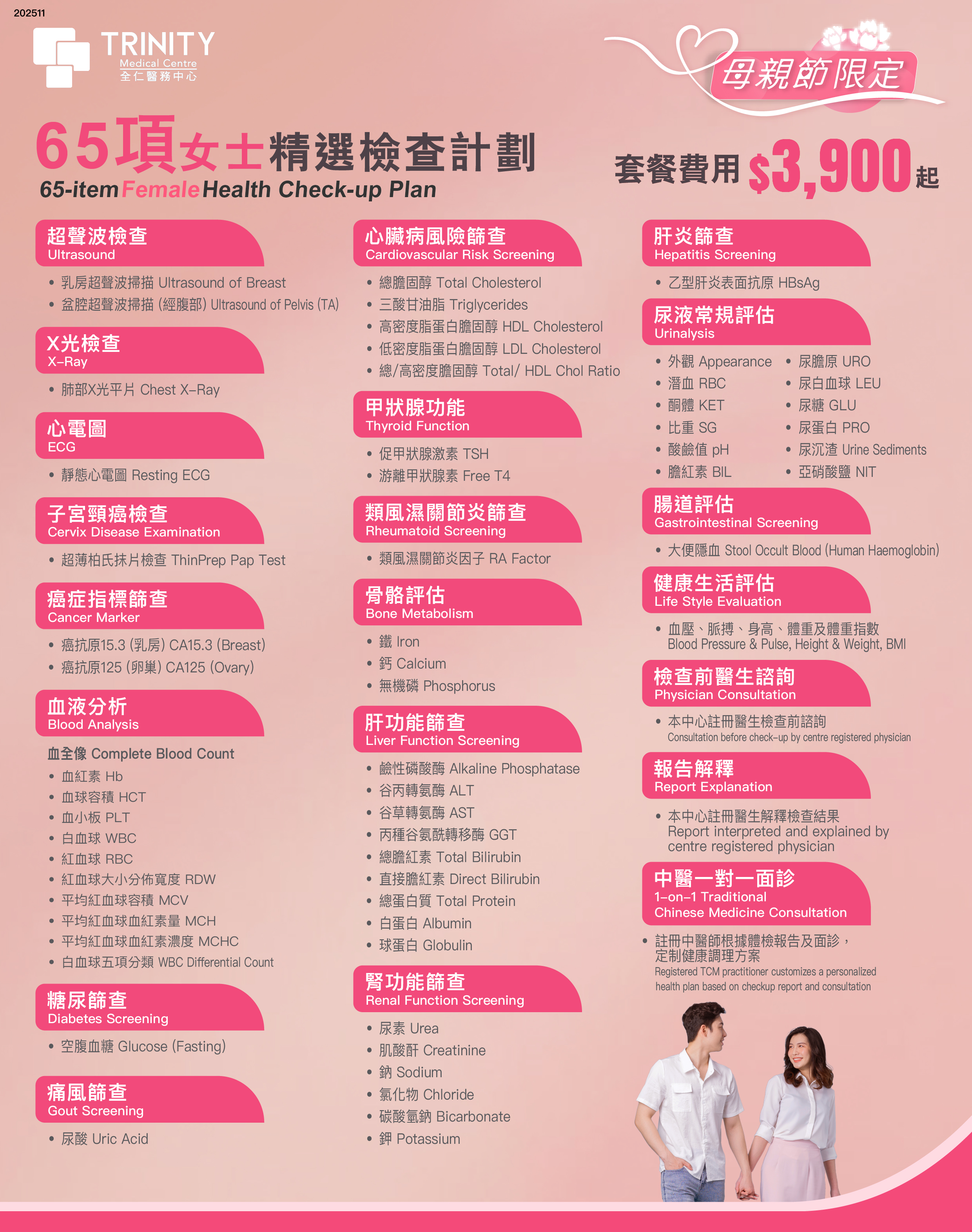【Mother’s Day Special】65-Item Check-up Plan
