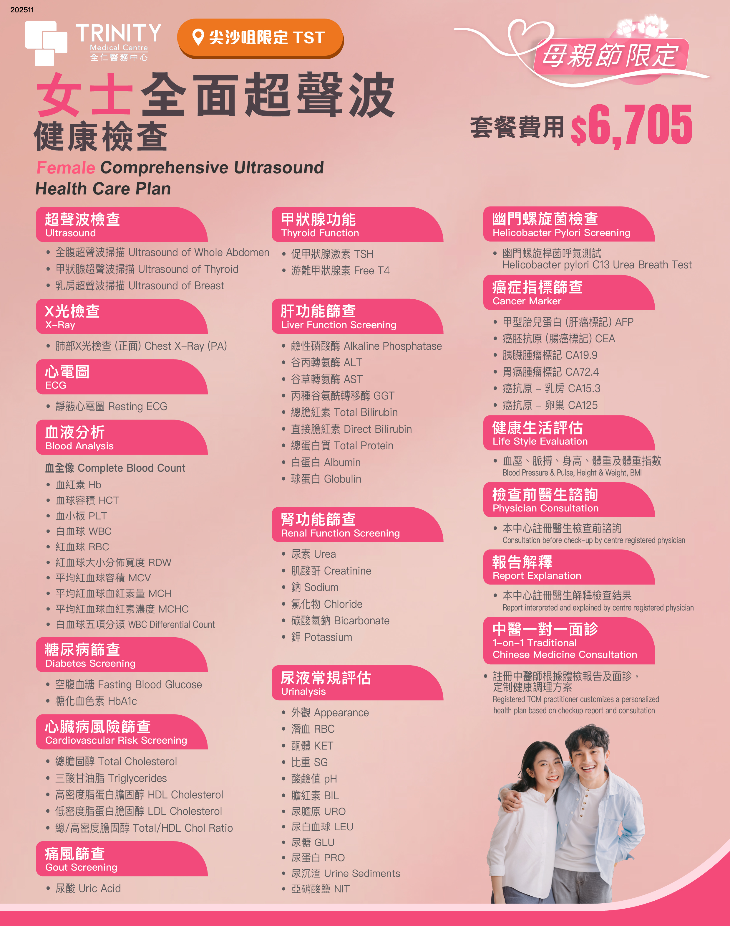 【母親節精選】全面超聲波健康檢查 (女士/男士)