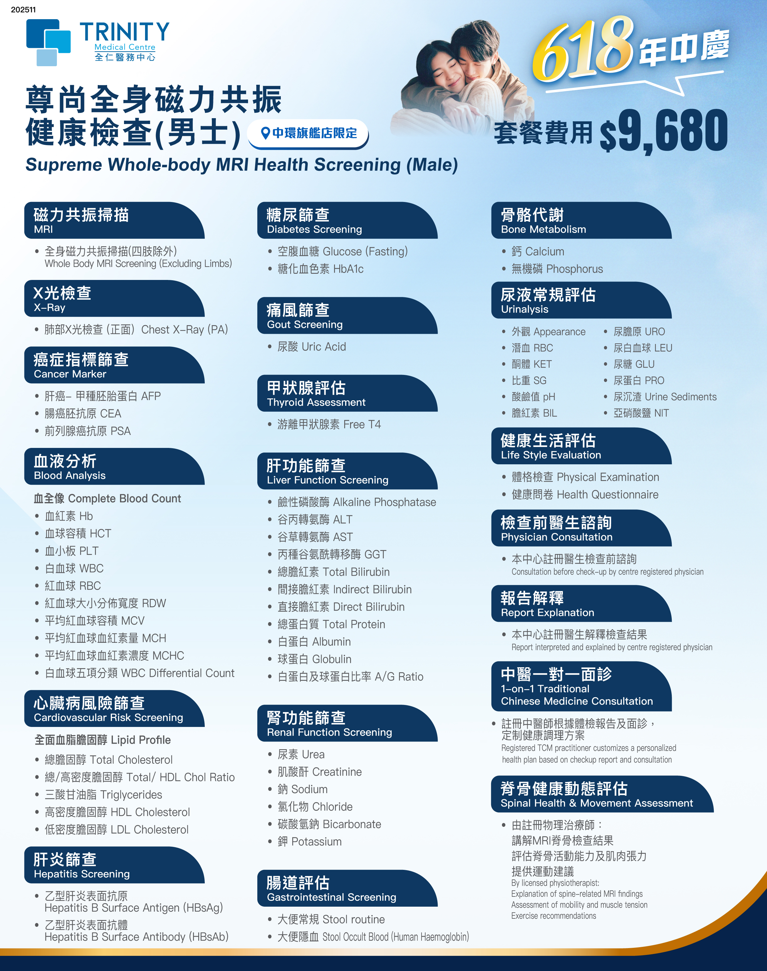 男士磁力共振健康檢查-身體檢查-全仁醫務中心